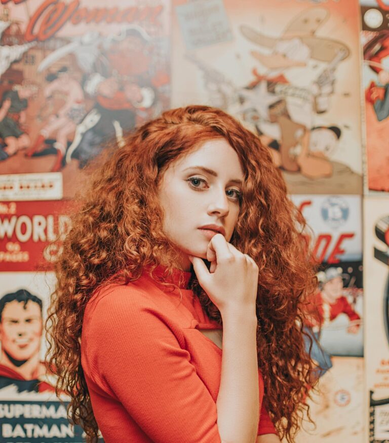 woman with red curly hair