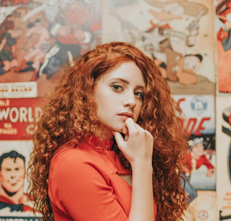 woman with red curly hair