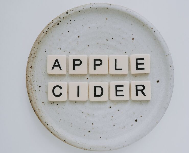apple cider spelled with tile letters