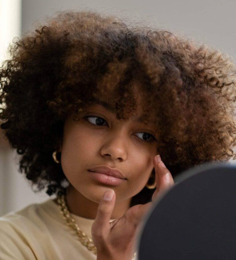 black woman with curly hair