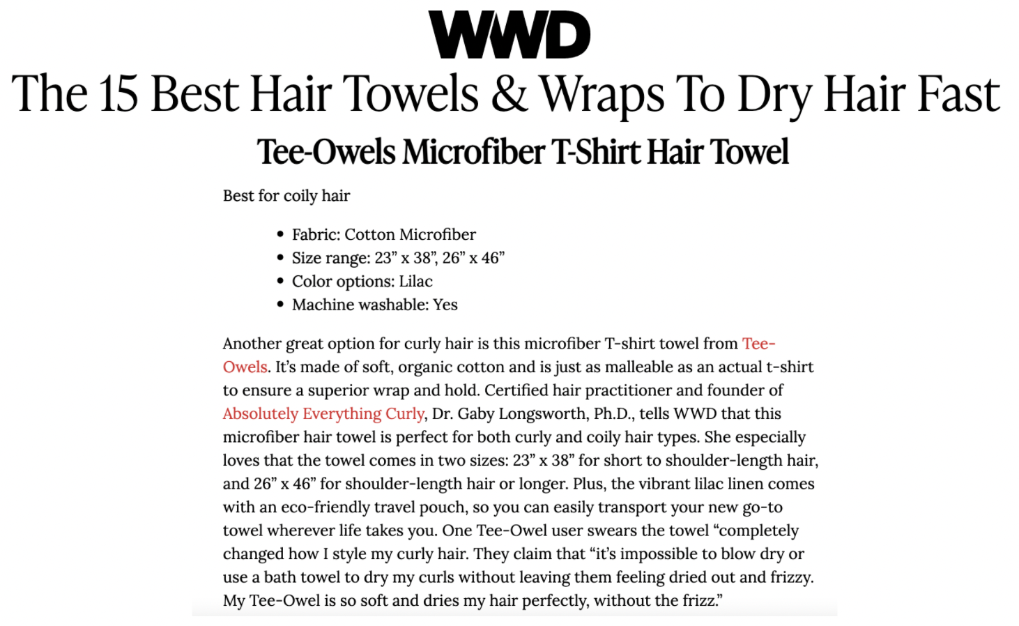 WWD 15 best hair towels and wraps