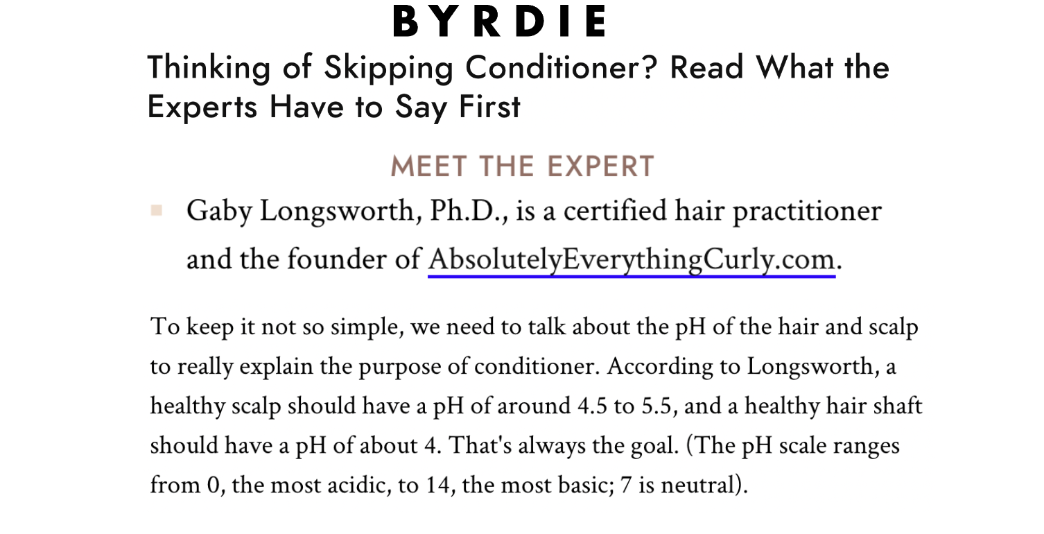 Byrdie's "Thinking of Skipping Conditioner? Read What the Experts Have to Say First".